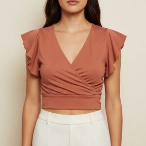 One Love Clothing Los Angeles Mauve Ruffled Crop Top – Size Large